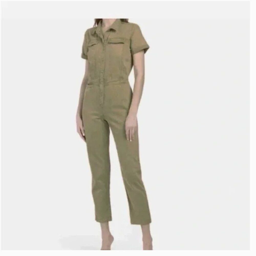 Young Fabulous & Broke Jumpsuit Utility Olive Green Short Sleeve Small